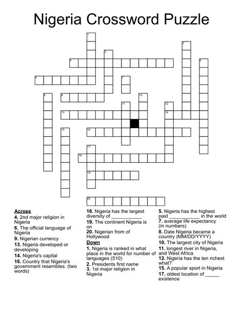 Nigeria neighbor crossword puzzle clue. Things To Know About Nigeria neighbor crossword puzzle clue. 
